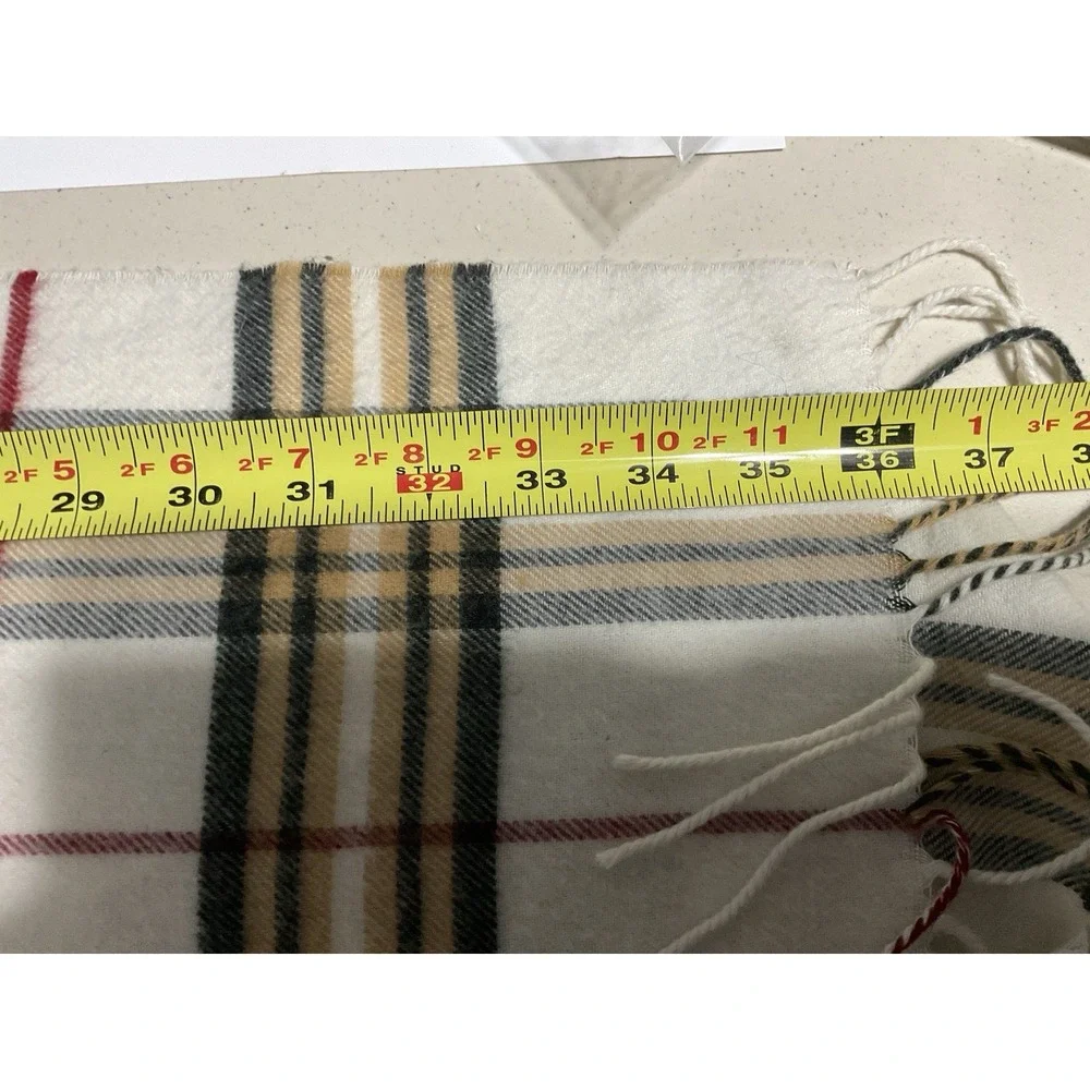 Cashmink V Fraas Winter Scarf Tartan Plaid Tan Black Red Ivory Tassels Germany